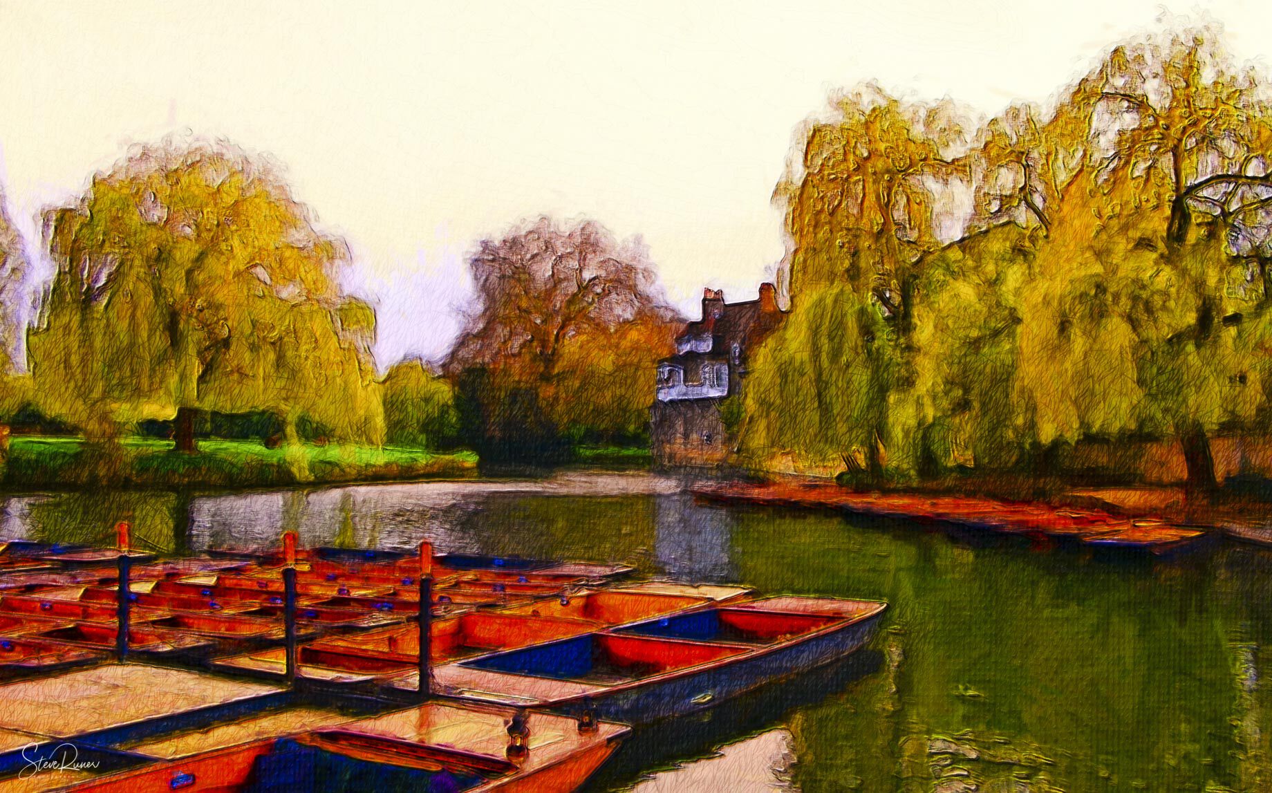 River Cam (oil over pencil)